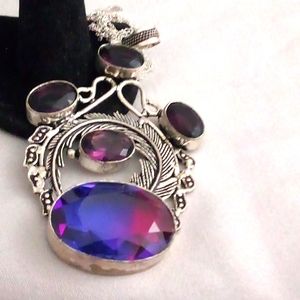 Huge vintage ametrine and amethyst cocktail pendant 👄